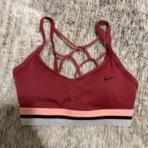 Nike Women's Burgundy and Pink Sports Bra